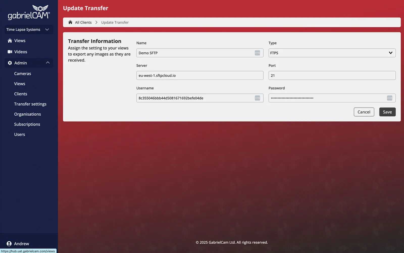 Image Backup: FTP Transfer